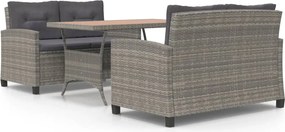 vidaXL 3 részes polyrattan és tömör akácfa kerti étkezőgarnitúra