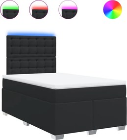 vidaXL fekete műbőr rugós ágy matraccal 120x190 cm