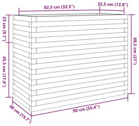 viaszbarna tömör fenyőfa kerti virágtartó 90 x 40 x 68,5 cm