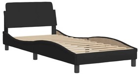 fekete szövet ágykeret fejtámlával matrac nélkül 90x190 cm