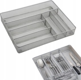 Fém evőeszköztartó 6 rekeszes 37x30,5 cm robusztus