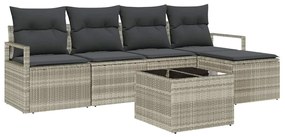 vidaXL Kanapé Szett párnával 6 pcs Világosszürke polirattan