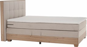 Elektromos állítható ágy, boxspring, bézs/artisan tölgy, 120x200, TIANA