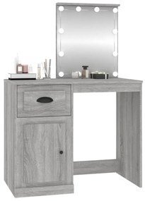 szürke sonoma szerelt fa pipereasztal LED-del 90x50x132,5 cm