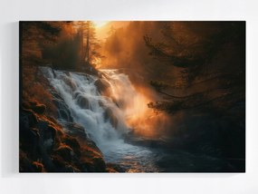 Poszter Tájkép Erdő Vízesés Nap Természet 60x40