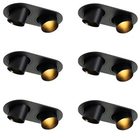 6 darabos süllyesztett spotlámpa készlet fekete GU10 35mm dönthető 2-fényű - Installa