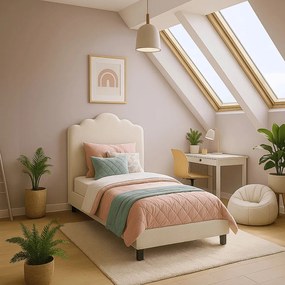 Krém Bouclé Kárpitozott Ágy 90x200 CRATER