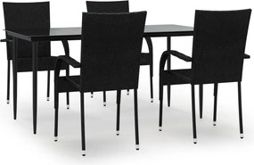 vidaXL 5 részes fekete polyrattan kerti étkezőgarnitúra