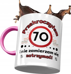 Rózsaszín Bögre Születésnapra 70 70-es 70-es Ajándék Nyomtatott Fotóval