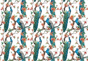 Fotótapéta Páva a virágzó kertben tavasszal Elegancia 200x140 +ragasztó