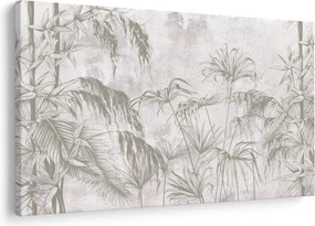 Kép - Trópusi növények a falon szürke színben (90x60 cm)
