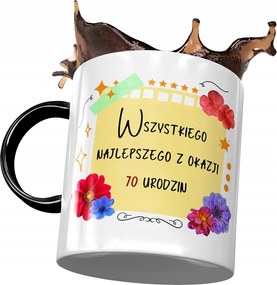 Fekete Bögre Születésnapra 70 70-es 70-es Ajándék Nyomtatott Fotóval
