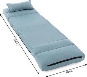 Kényelmes összecsukható fotel 220 x 60 x 14 cm világoskék