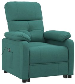 sötétzöld szövet elektromos dönthető fotel