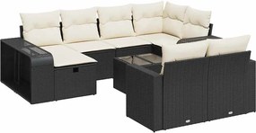 vidaXL 11 részes fekete polyrattan kerti ülőgarnitúra párnákkal