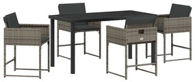 vidaXL Kert étkező szett 5 pcs Szürke polirattan