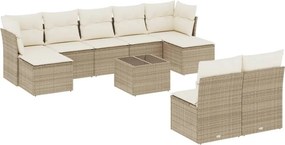 vidaXL 10 részes bézs polyrattan kerti ülőgarnitúra párnával