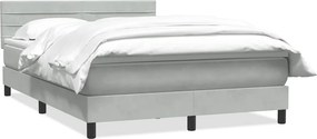 vidaXL világosszürke bársony rugós ágy matraccal 140x210 cm
