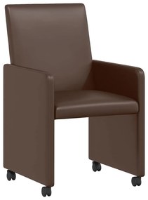 vidaXL Kerekes Étkező Székek 2 pcs Barna 57 x 66 x 94 cm Műbőr