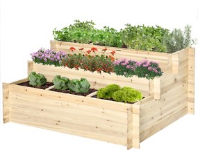 Outsunny Emelt Kerti Ágy Fa, Növénytartó Hidegkeret Virágtartó Doboz 117 x 100 x 54 cm Teraszra, Balkonra, Kertbe, Virágokhoz, Növényekhez, Gyümölcsök
