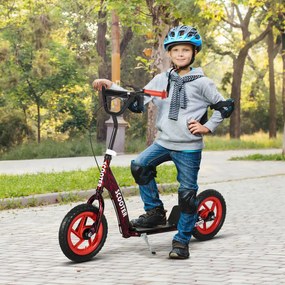 AIYAPLAY gyerek roller, állítható magasságú roller gyerekeknek, fékkel, acél, műanyag, piros