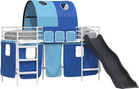 vidaXL Gyerekek Loft Ágykerete Fehér és kék 90 x 190 cm Fém