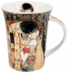 Klimt porcelán bögre díszdobozban 350 ml A Csók fekete háttérrel