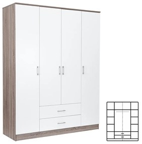 Miami gardróbszekrény 160x205 cm fehér-yorki tölgy