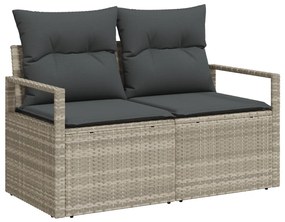 8 Részes Kerti Kanapészett Párnákkal, Világosszürke Polyrattan
