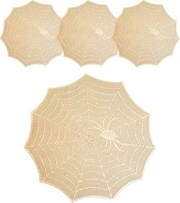 Asztali Alátét Pókháló Halloween Arany 38 cm Áttört Asztalszőnyeg 4db