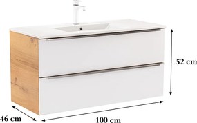 Vario Trim 100 alsó szekrény mosdóval tölgy-fehér
