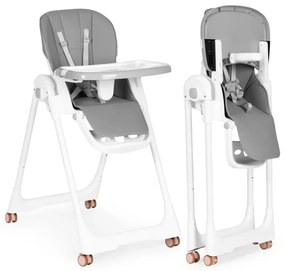 Etetőszék állítható magasság eco-bőr pántok dupla tálca sötétszürke