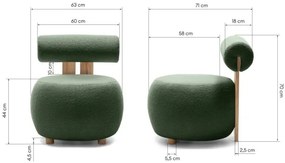 Sötétzöld design fotel HANNA, tölgy