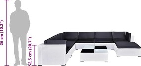 8-részes fehér polyrattan kerti bútorszett párnákkal