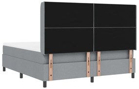Boxspring Ágy Matrac S-LED Fénnyel Szürke 180x200 cm Szövet