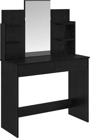 vidaXL Tükörrel Ellátott Öltözködőasztal Fekete tölgy 96 x 39 x 142 cm