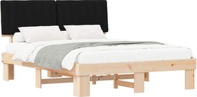 vidaXL Ágykeret Kárpitozott Fejtámlával Fekete 160 x 200 cm