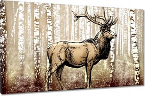 Vászonkép 120x70 Szarvas a nyírfaerdőben