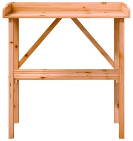 barna tömör fenyőfa növénytartó asztal polccal 78x38x82,5 cm