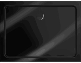 Mexen Lapos, akril zuhanytálca 110x80x5 cm SLIM, fekete, fekete szifon, 40708011B