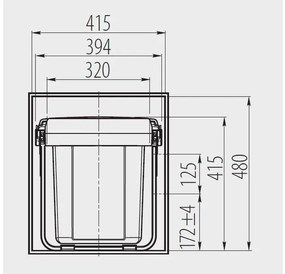 Hulladékgyűjtő GTV Practi Eco 450, szelektív, manuális működés, lágy záródás, 2*20 L edénnyel, fedéllel