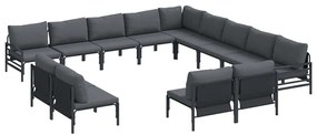 vidaXL Kerti Kanapé Szett párnával 13 pcs Fekete Acél