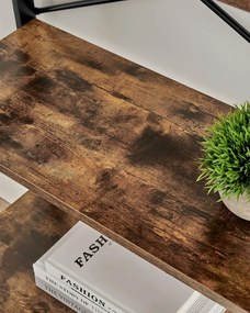 Könyvespolc 4 szintes 63x34x137 cm, rusztikus barna és fekete színben,
