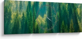 Kép - fenyőerdő (órával) (90x30 cm)