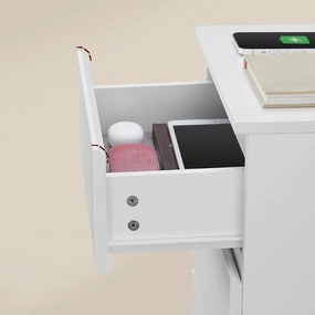 ZION éjjeliszekrény töltő funkcióval, 35x40x59 cm, fehér Vasagle