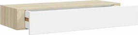 vidaXL falra szerelhető fiókos polc tölgyfa és fehér színben 60 x 23,5 x 10 cm MDF