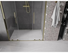 Mexen Velar Duo, nyitható tolóajtó 150x200 cm, 8mm átlátszó üveg, arany fényes, 871-150-000-02-50