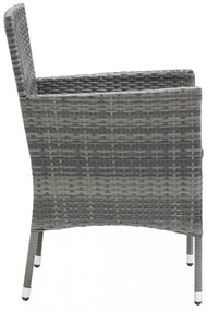 3 részes szürke polyrattan kerti étkezőgarnitúra párnákkal