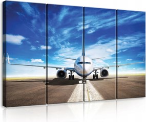 Vászonkép 120x80 Repülőgép repülőtér kifutópálya ég felhők repülés utazás aviáció