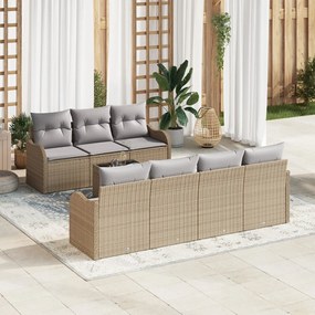Kerti Kanapé Szett 8 pcs Bézs 55 x 55 x 37 cm Poli rattan